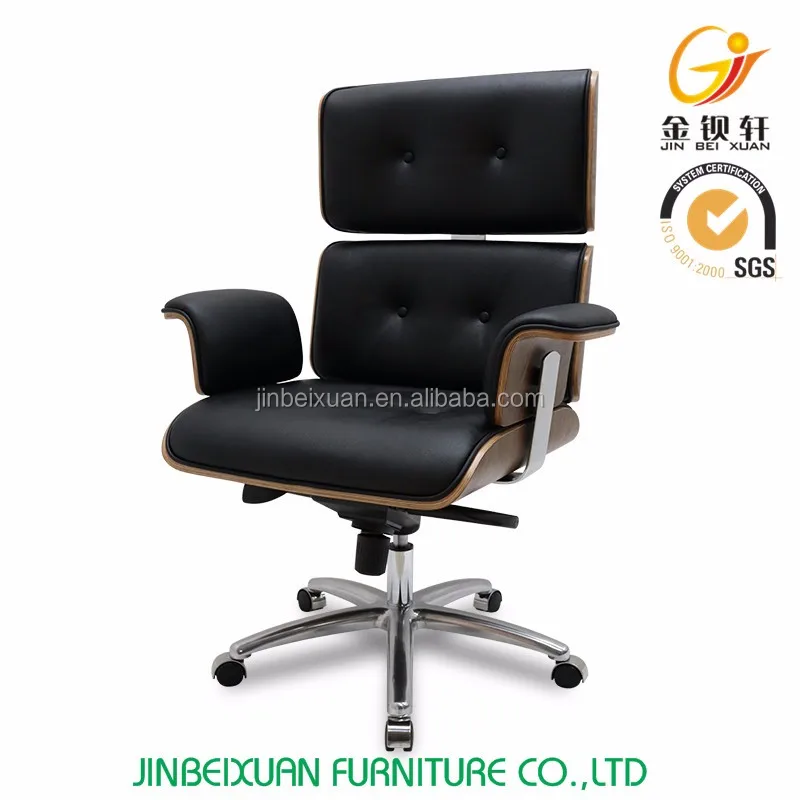 Ja77 Foshan Furniture Modern Genuine Leather Wooden Arm Office Accent