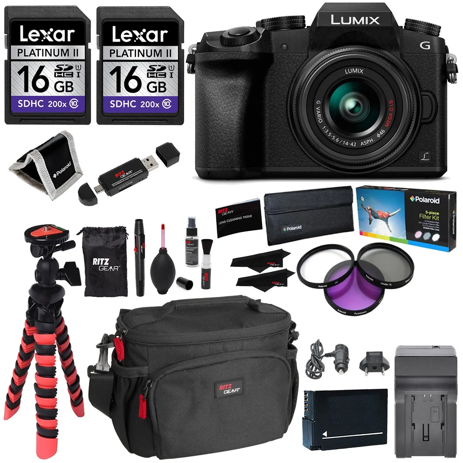 Buy Panasonic Lumix Dmc G7kk Dslm 4k Camera Black 14 42 Mm Lens Kit 16gb 2 Pack Ritz Gear Tripod Camera Bag Cleaning Kit Card Reader Filter Kit Battery Charger And Accessory Bundle In