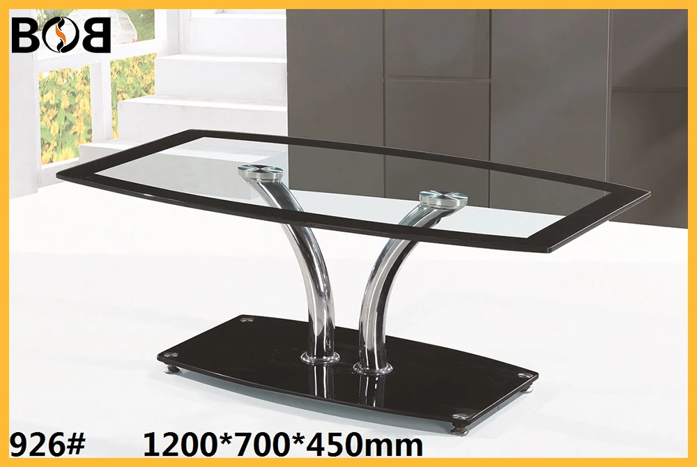 high quality morden furniture coffee table used in living room made by 8mm tempered glass top and 10mm base with chromed tube
