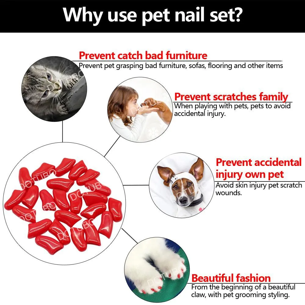 Colorful Pet Grooming Dog Nail Caps Soft Pet Paw Claw Nail Protector 6