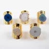 G1459 Gold Plated Rainbow Titanium Solar Quartz Band Ring