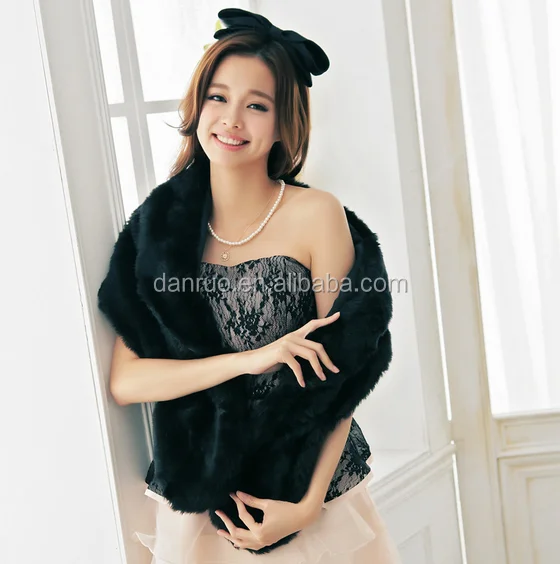 Elegant Mink Fur Wedding Shawl For Bridal Dress Winter Fashion