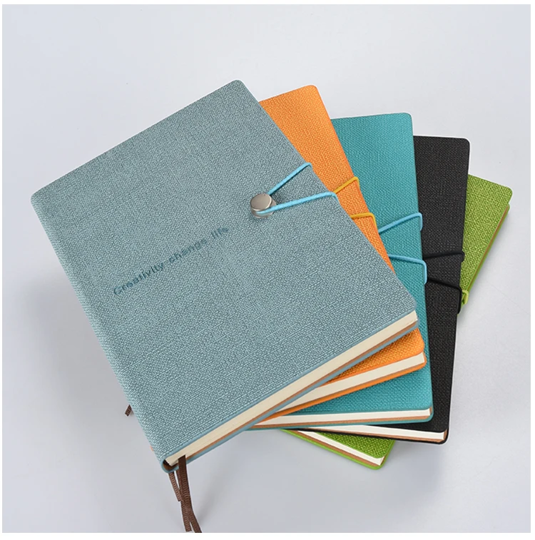 Custom A5 Size Elastic Rope Metal Buckle Closed High Quality Leather Cover Notebook