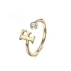 Initials Words Stacking Bands S925 Sterling Silver Letter Ring With Rhodium Plated