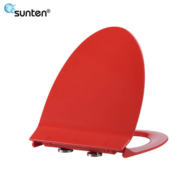 red elongated toilet seat