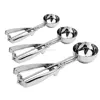 Ice Cream Scoop Stainless Steel Set of 3 Stainless Steel With Trigger Cookie Spoons