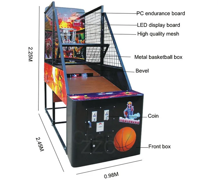 Commercial Coin Operated Arcade Games Deluxe Street Basketball Game