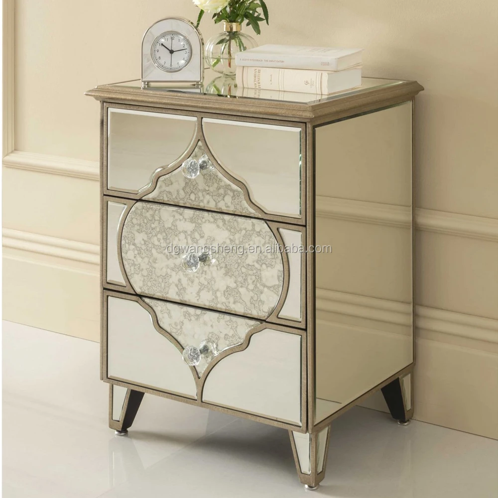 Luxury European Style Mirrored 3 Drawer Nightstand Bedside Table Buy Glass Mirror Bedside Tables Modern Mirrored Nightstand Bedside Table Mirror Nightstand Side Table Product On Alibaba Com