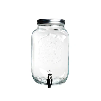 8l Glass Jar Water Juicer Beverage Dispenser With Tap - Buy 8l Glass ...