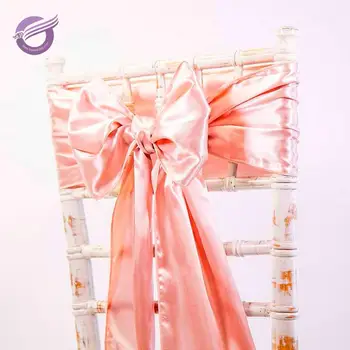 Bs00962 Cheap Shiny Satin Rose Gold Wedding Chair Cover Sashes