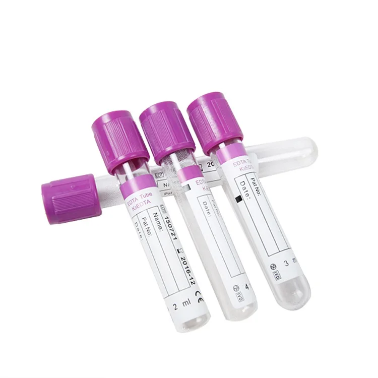 good price 0.5ml 3ml 5ml 10ml sample anticoagulant PURPLE hat EDTA K3 K2 sterile vacuum blood collection test tubes with gel