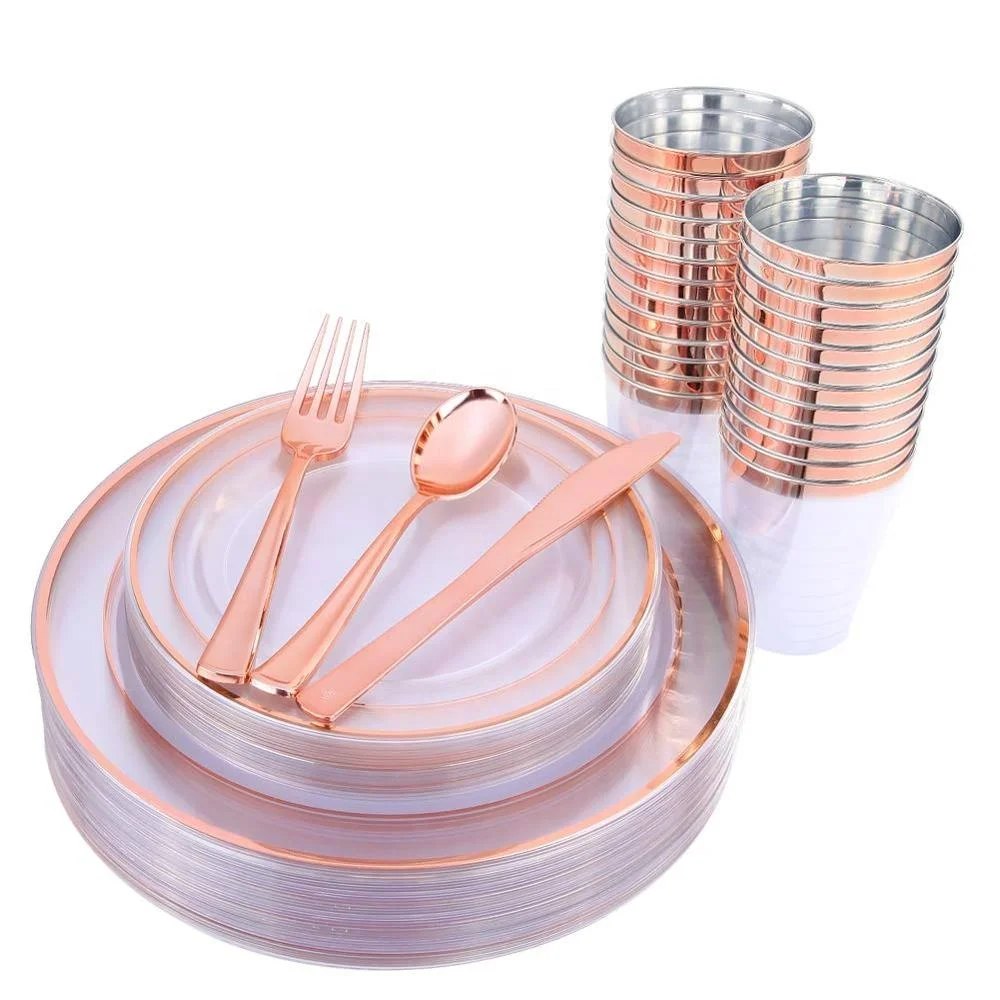 Wholesale Rose Gold Disposable Plastic Plates Buy Rose