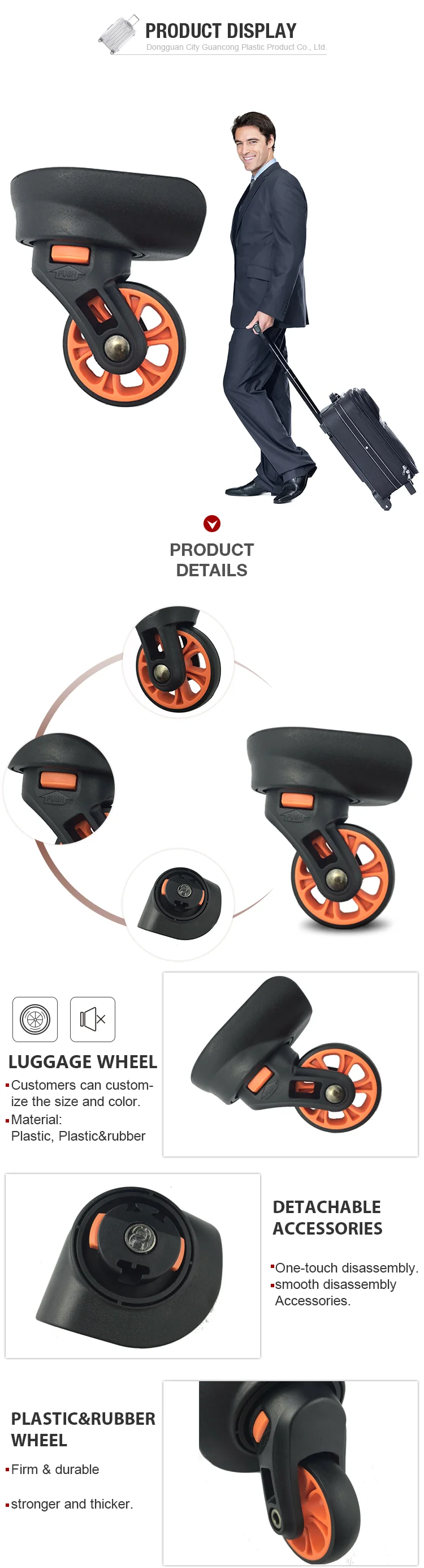 Removable/detachable Replace Luggage Spinner Wheels Factory Buy