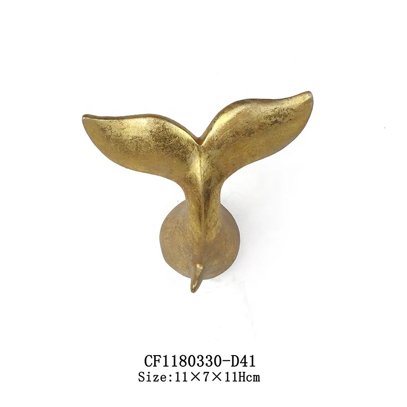 Hooks Decorative Gold Leaf Decorations Resin Whale Tail Sculpture Wall Decor details