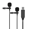 USB Dual-head Lavalier Lapel Microphone Clip-on Omnidirectional Computer Mic for Windows Mac Video Recording