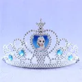Kids Environmental Plastic Blue Elsa Princess Crown Queen Tiaras Hair Jewelry Girls Wedding Head Accessories Birthday