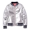 OEM Embroidery Cool and Crinkle silver bomber jacket