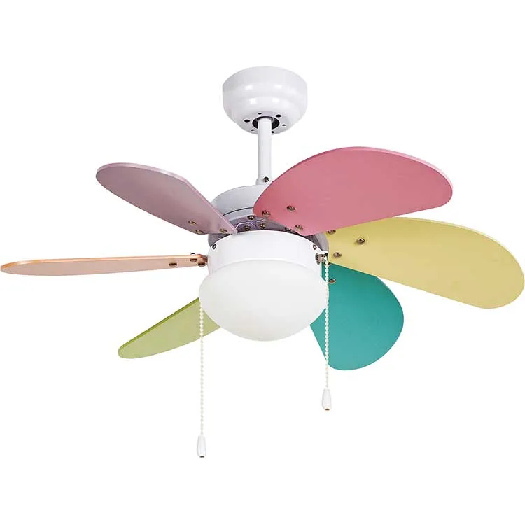 30 Inch Six Blades Single Lights Colorful Ceiling Fan Buy