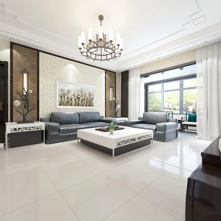 Living Room Porcelain Floor Tiles Sizes White Polished Limestone