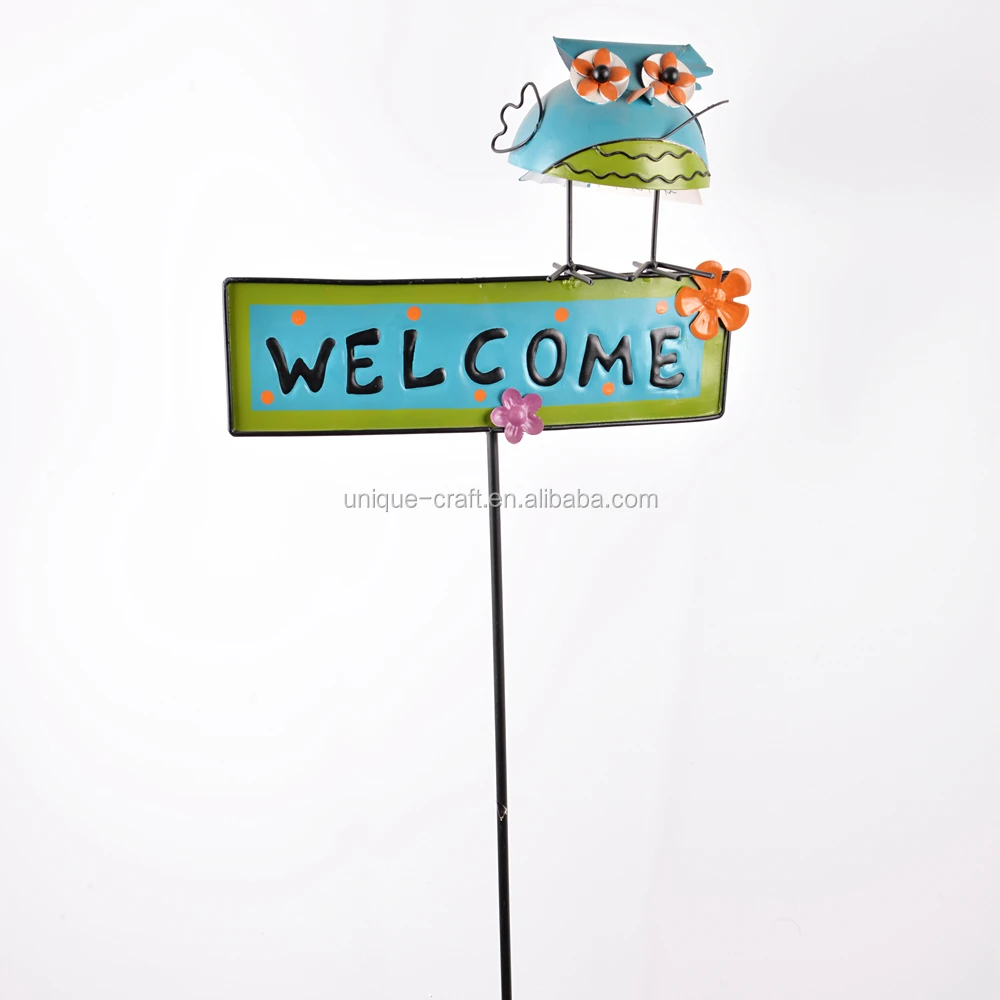 Metal Garden Stake Wholesale Decor with Metal Bird and Welcome Sign