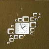 Acrylic self adhesive sticker wall clock with many square parts (B0430)