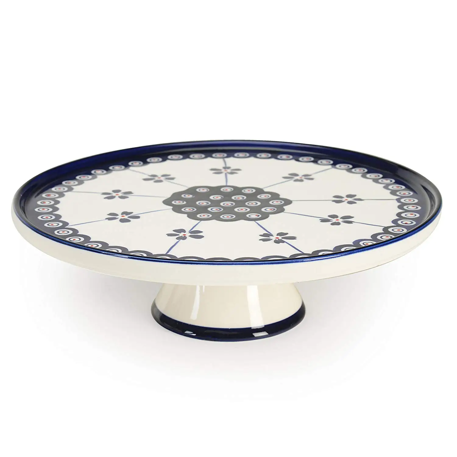 La Cote Blue Brulee Cake Stand in Losange Pattern Set of 2 Multicolor