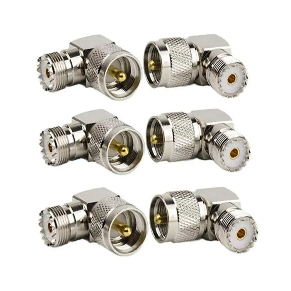 QMseller 6-Pack UHF Male PL259 to Female SO239 RF Coaxial Adapter, UHF 90°Right Angle Connector, F Type Female to Male Connector for CB Radio Antenna, Wireless LAN Devices, Coaxial Cable