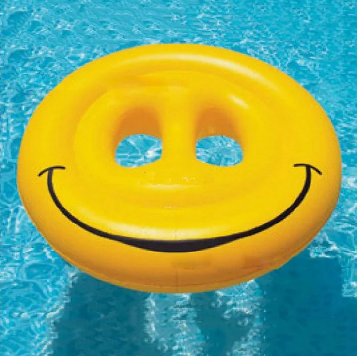 160cm Giant Smile Face Swimming Ring Water Toys Inflatable Emoji Pool