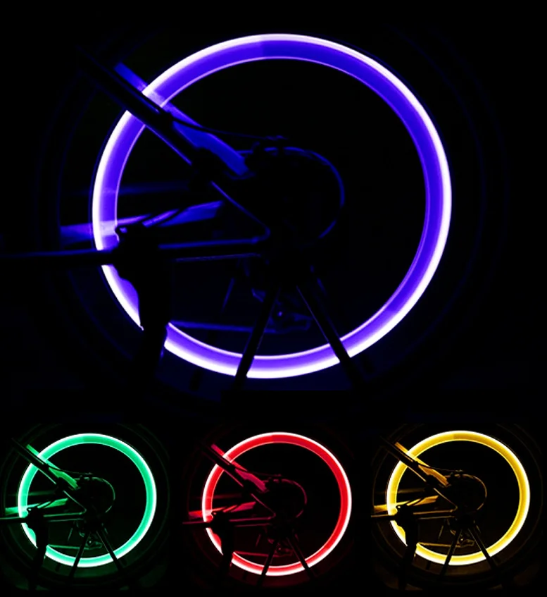 Bike Bicycle racing Cyclisme tige de soupape Rim Lights DEL Glow pour la sécurité L @ @ K W0W