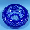 Bohemian Czech exquisite pattern carved glass ashtray oblateness shaped glass container