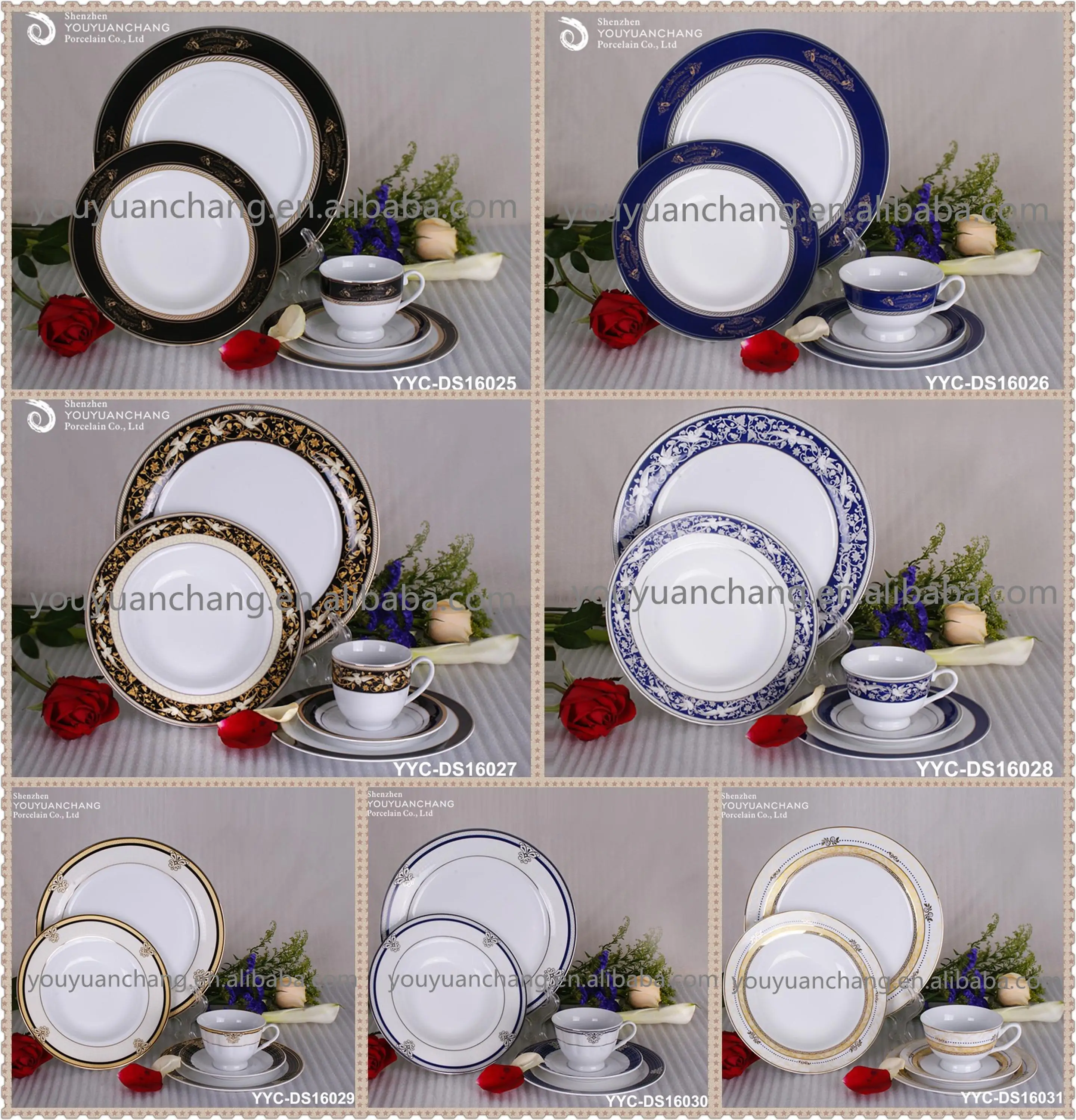 20pcs Porcelain Dinner Set Tableware Set With Elegant Gold And Siver ...