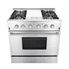 Hyxion 36 Inch Freestanding 4 Imported Burner Gas Range with 16500BTU Infrared Broiler Oven