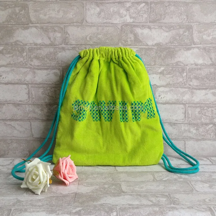 Beach Towel With Bag Custom Printing Cotton Velour Beach Towel Bag