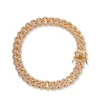 8mm width Iced Out Full Cubic Zircon Lock Gold Silver Plated diamond cuban link chain