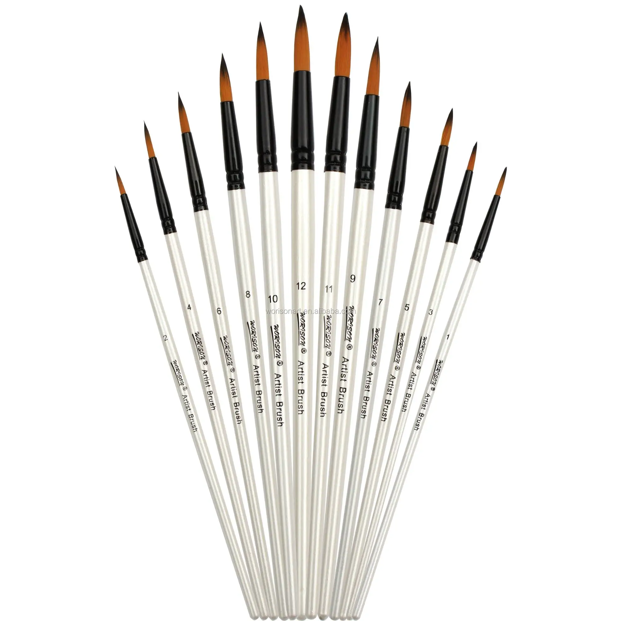 Art 12pcs Acrylic Paint Brush And Watercolor Brush Set Nylon Hair Round