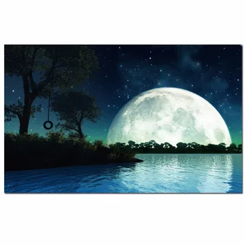 wall decor moonlight landscape painting lake scenery wall art