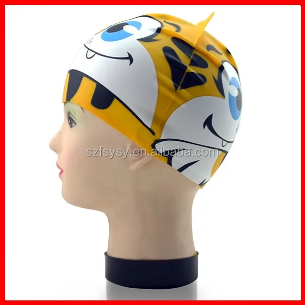 2017 Most Popular Animal Print Swim Cap,Funny Tiger Design Silicone