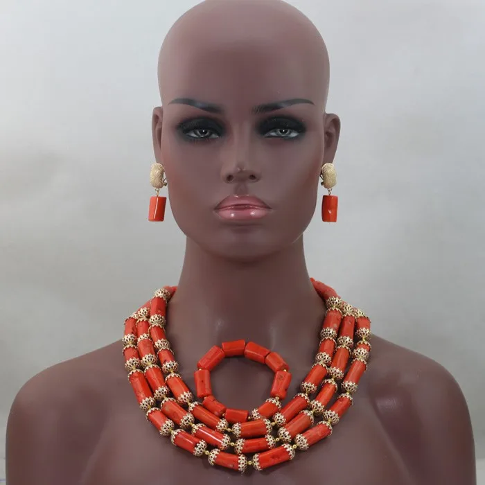 High Quality Romantic Coral Beads Necklace Bracelet Earrings Jewelry