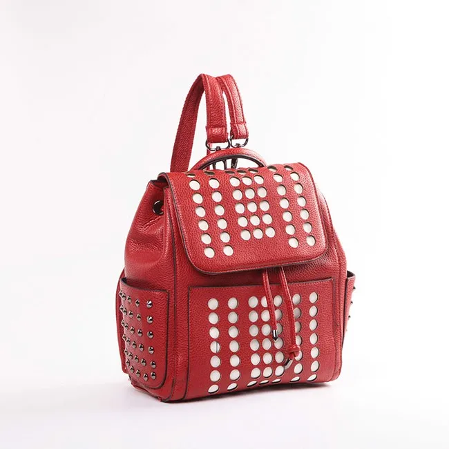 4112-2016/2017 Best selling urban punching hole women gender backpack, women gender backpack studs
