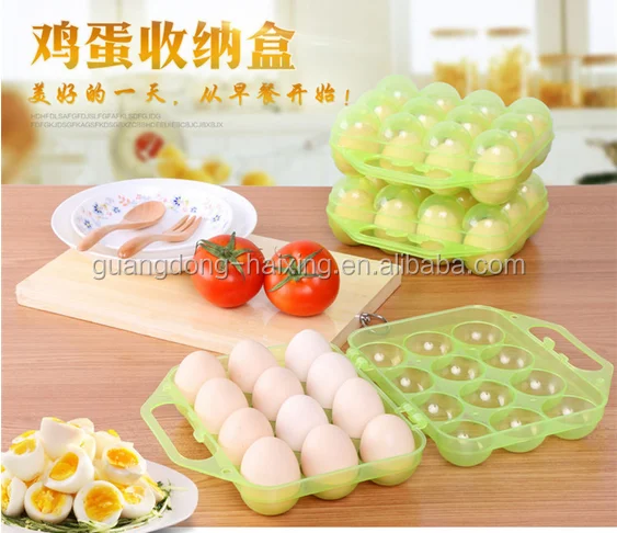 Haixing hot sale multifunctional 12 holes plastic egg tray Egg Storage Box With Handle