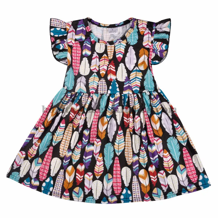 Fashion Girl Dress Flutter Sleeve Floral Print Boutique Children