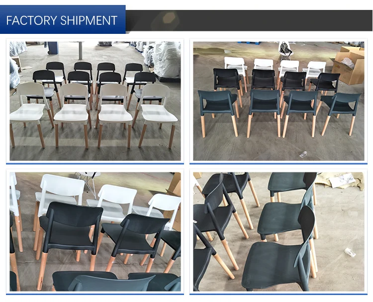 High Quality Colorful PP Seat Wooden Leg Modern Silla Plastic Chair
