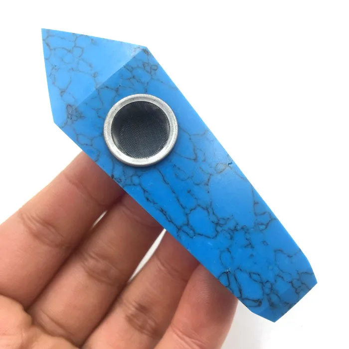 Wholesale Natural Blue Turquoise Crystal Pipes Crystal Smoking Pipe
