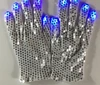 LED Silver Gloves with Sequins,Flashing Sequins Gloves