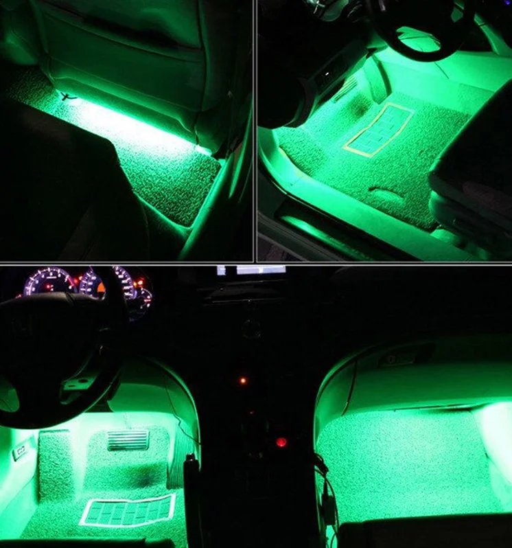 4pcs 12leds Color Changing Car Interior Led Atmosphere Lamp New12v Dc