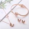 Yiwu Aceon Yiwu Stainless Steel Hot Popular Fashion Rose Gold Sandblast Butterfly Jewelry Set