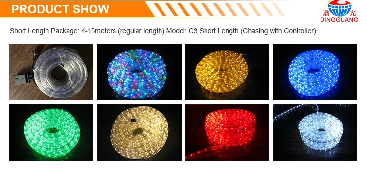 High Density yellow led chasing rope lights warm white ul 24v light