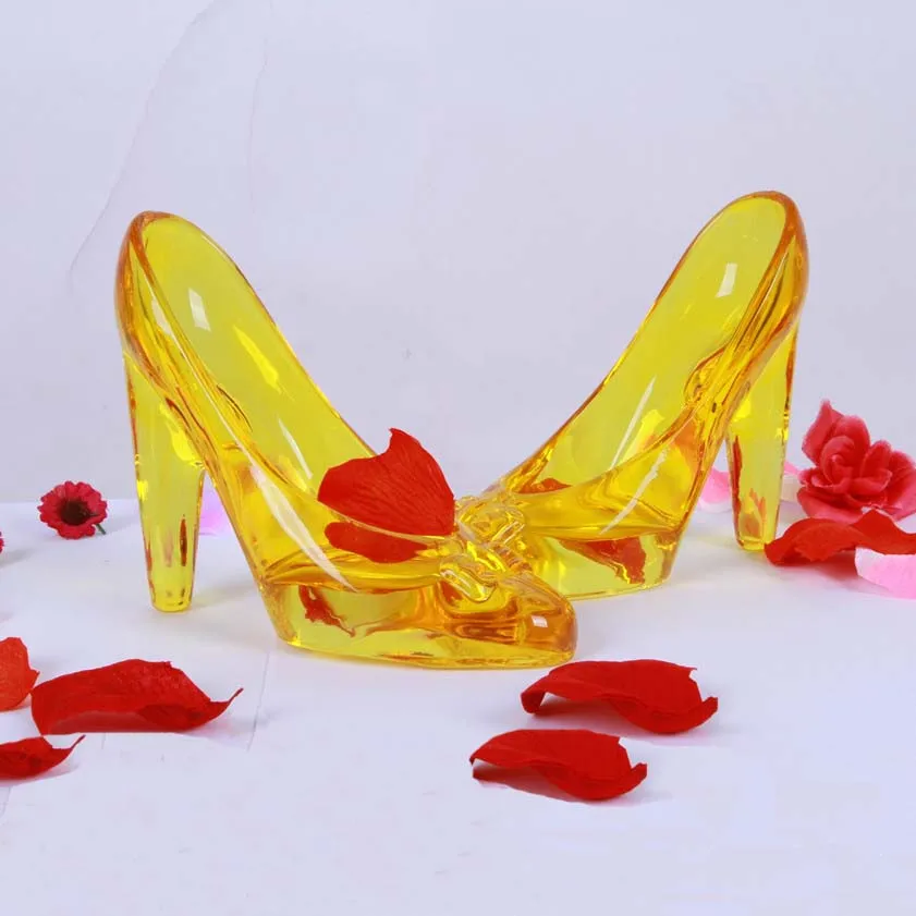 Clear New Crystal Glass Shoes Princess High Heeled Shoes Wedding Birthday Souvenir Home