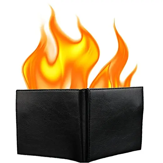PU Leather Magic Trick Flame Fire Wallet Magician Stage Street Show Accessory LA 