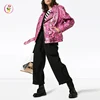Fashion Women Off-Centre Front Zip Fastening Snake Print Leather Biker Jacket
